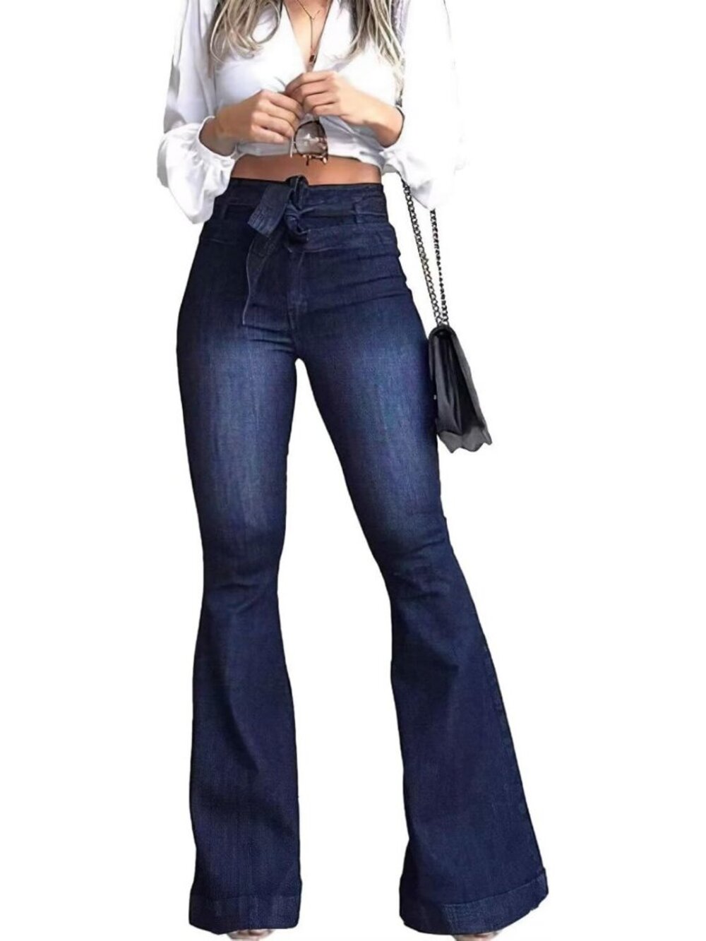 High-Waisted Bell Bottom Jeans for Women | Flare Wide Leg Denim Pants
